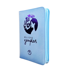 Biblia Traducción al Lenguaje Actual letra grande con cierre "Mujer Ejemplar" azul canto plateado