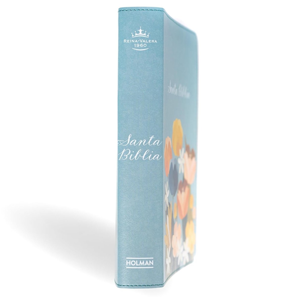 Biblia Reina-Valera 1960, Letra 12 Pt, 13,5×20, Tapa PU, Aqua, Flores