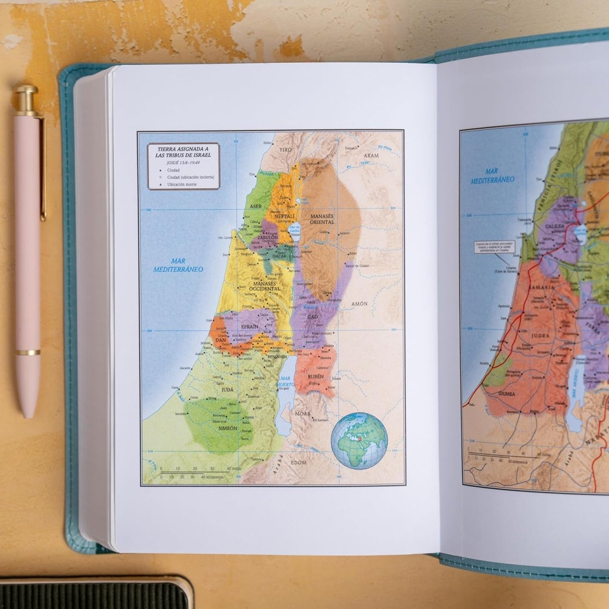 Biblia Reina-Valera 1960, Letra 12 Pt, 13,5×20, Tapa PU, Aqua, Flores