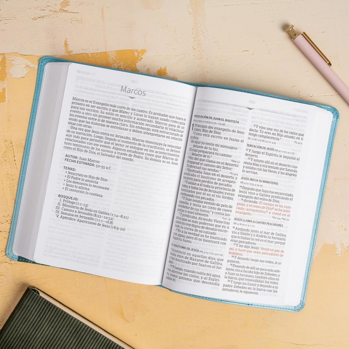 Biblia Reina-Valera 1960, Letra 12 Pt, 13,5×20, Tapa PU, Aqua, Flores