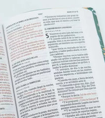 Biblia Reina-Valera 1960, Letra 12 Pt, 13,5×20, Tapa PU, Verde, Flores