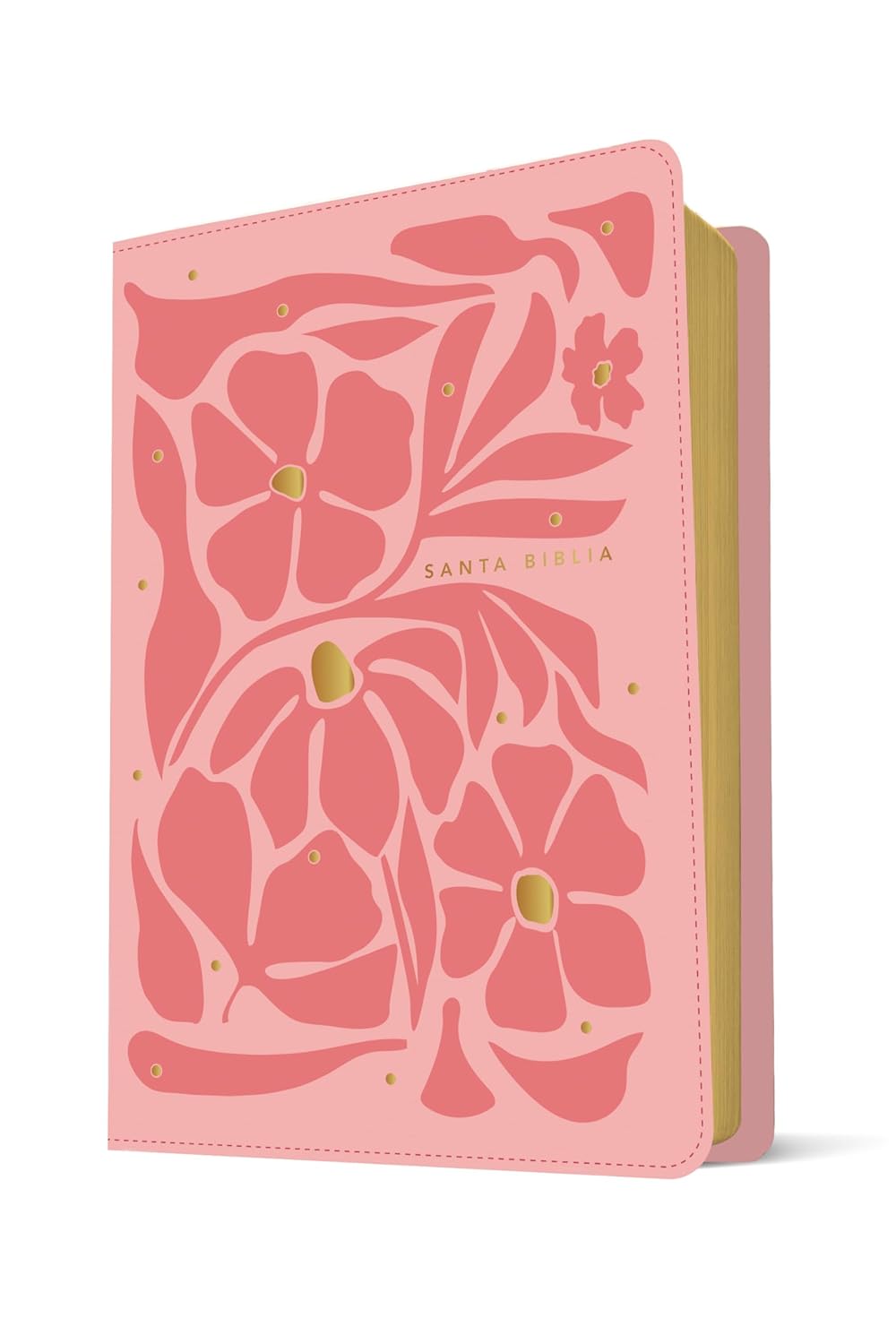 Biblia Nueva Traducción Viviente (NTV) Ultrafina, Letra 10 Pt, 16,5×24, Palabras De Jesús En Rojo, Tapa PU, Flores Rosa