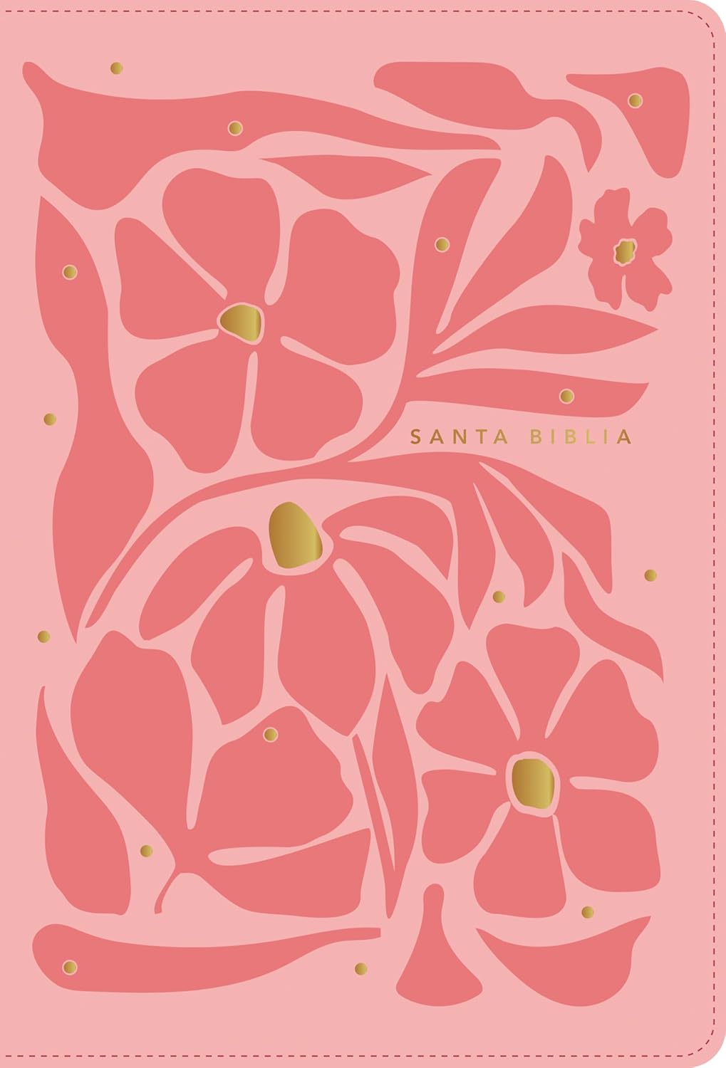 Biblia Nueva Traducción Viviente (NTV) Ultrafina, Letra 10 Pt, 16,5×24, Índice, Palabras De Jesús En Rojo, Tapa PU, Flores Rosa