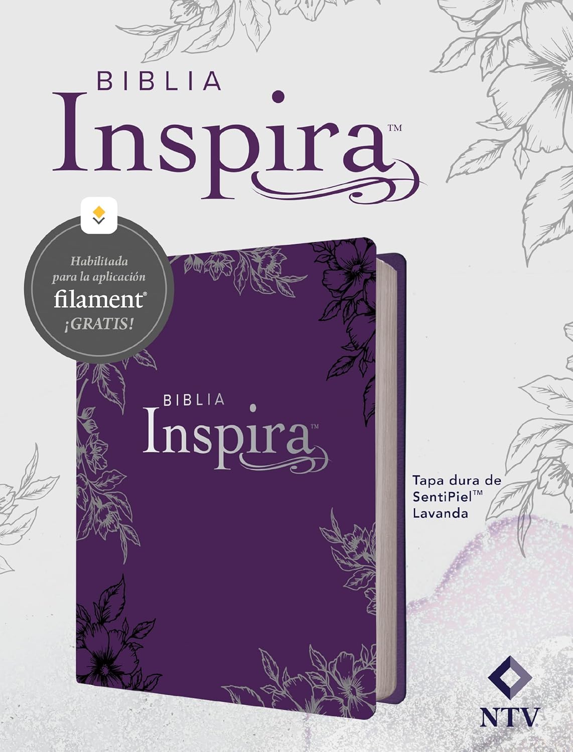 Biblia NTV Nueva Traducción Viviente Letra Estandar 16X21 Inspira con Filament Tapa Dura Violeta