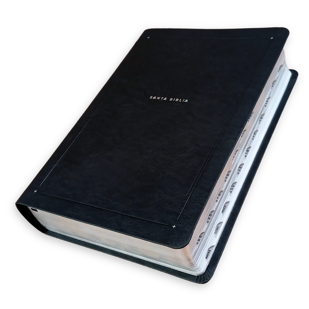Biblia de Estudio del Diario Vivir Nueva Traducción Viviente – Tapa Imitación Piel Negro con Índice, Letra 11pt, 18x25 cm