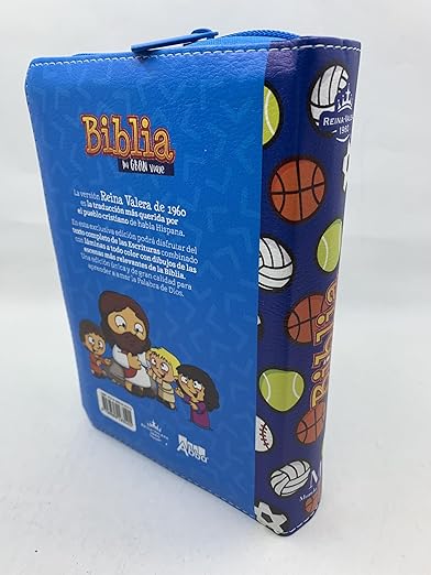 Biblia Reina Valera 1960 · 17x12 cm · Letra 10 pt · Con cierre · Colección Mi Gran Viaje tapa imitación piel azul