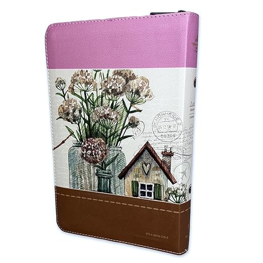 Biblia Reina Valera 1960 · 13,8x21,2 cm · Letra grande 12,5 pt · Con cierre e índice · Diseño tricolor fantasía rosa y café