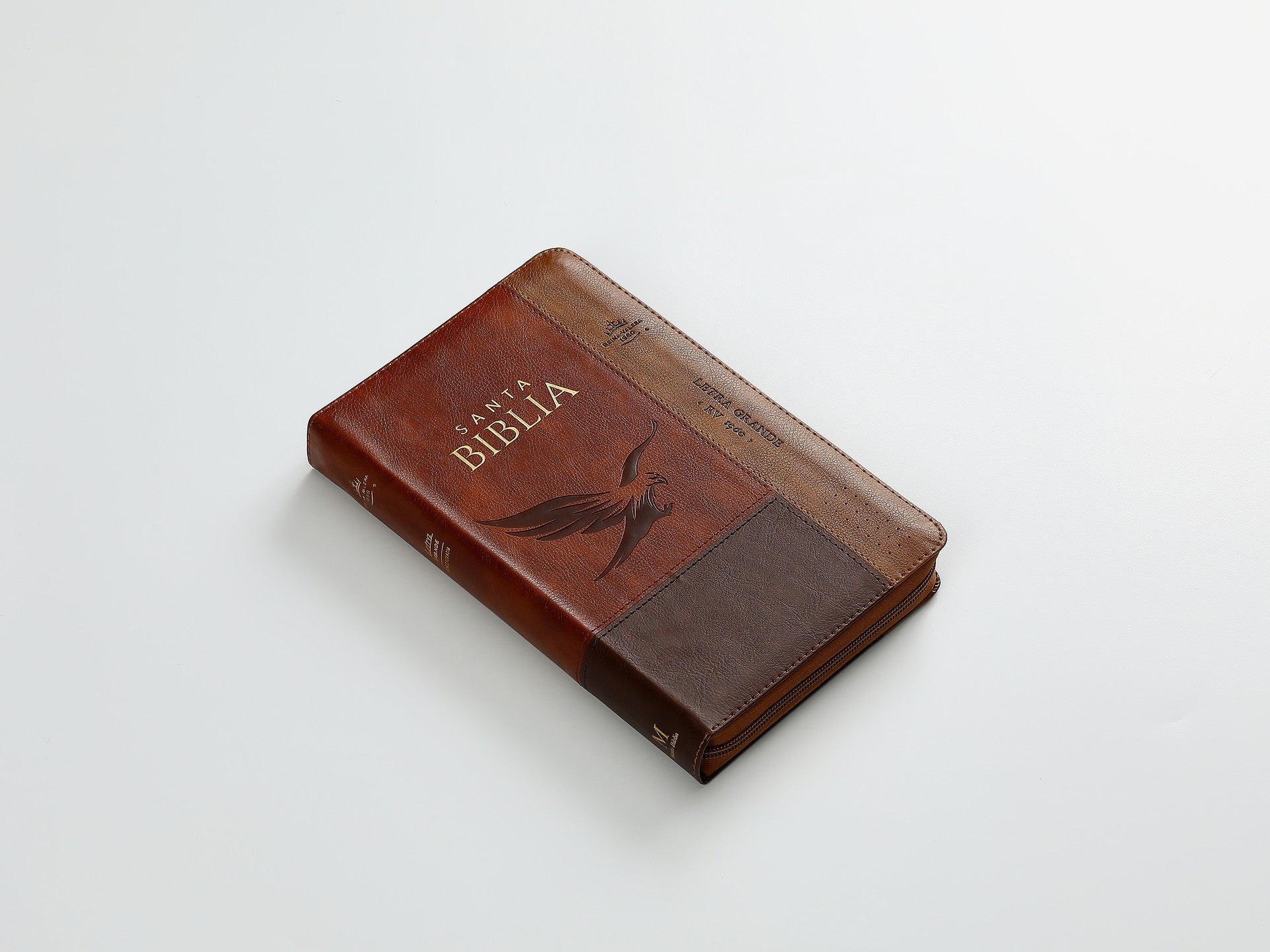 Biblia Reina Valera 1960 · 13,8x21,2 cm · Letra grande 12,5 pt · Con cierre e índice · Colección Inspiración águila café