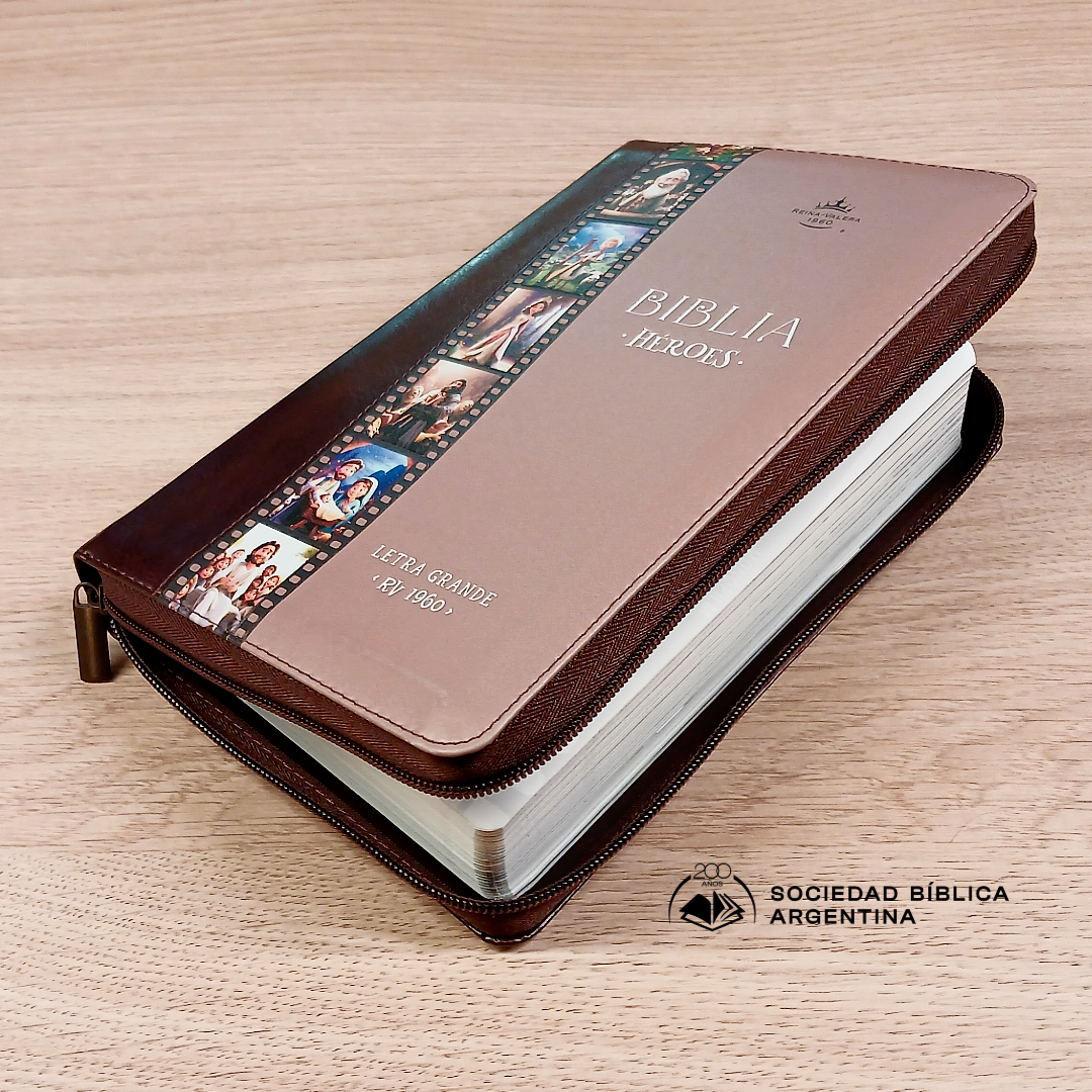 Biblia Reina Valera 1960 065Cz Lg 12P 14X21 Héroes Imitación Piel Café/Café Con Cierre