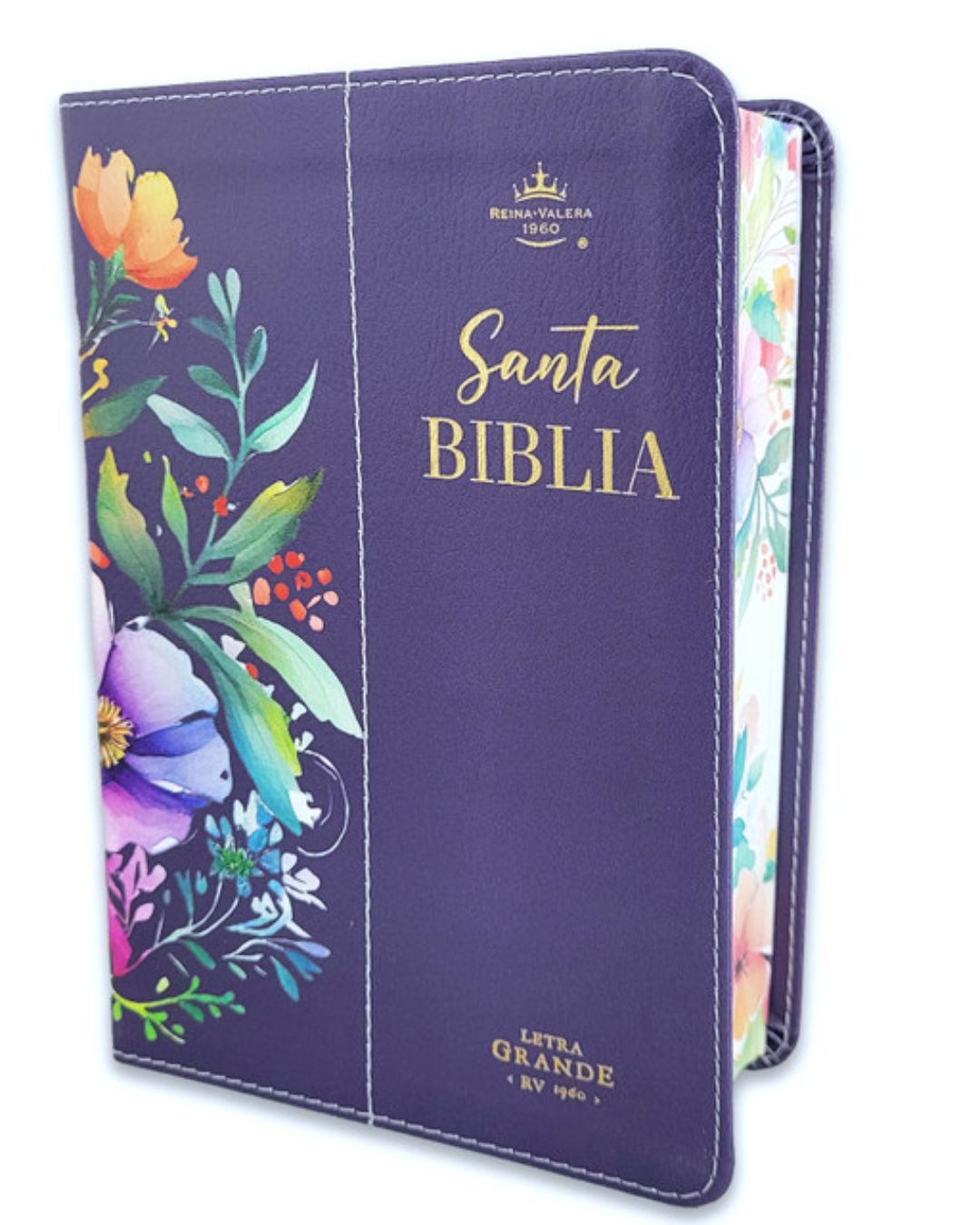 Biblia Reina Valera 1960 045C L 12P 11X16Cm Pjr Cp Flores Lila