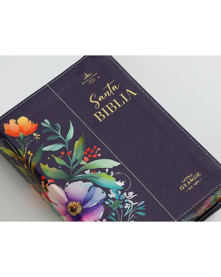 Biblia Reina Valera 1960 045C L 12P 11X16Cm Pjr Cp Flores Lila
