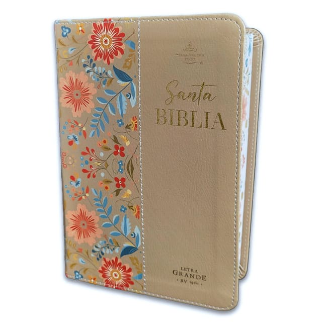 Biblia Reina Valera 1960 045C L 12P 11X16Cm Pjr Cp Flores Crema