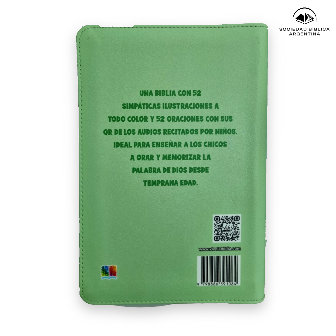 Biblia Traducción en Lenguaje Actual Letra Grande Con Cierre Ora Conmigo Verde 13,5 x 21 cm