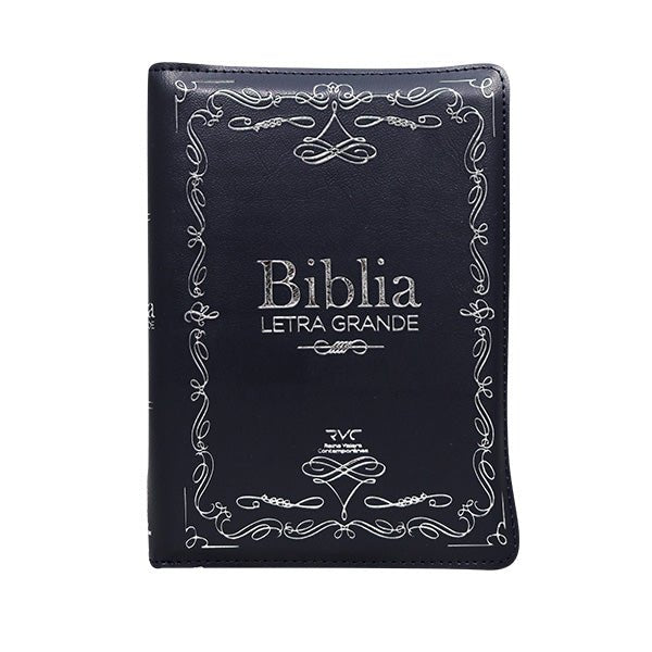 Biblia Reina Valera Contemporánea – Tapa Imitación Piel Azul Plateado, Concordancia, Palabras de Jesús en Rojo, Letra 13 Puntos