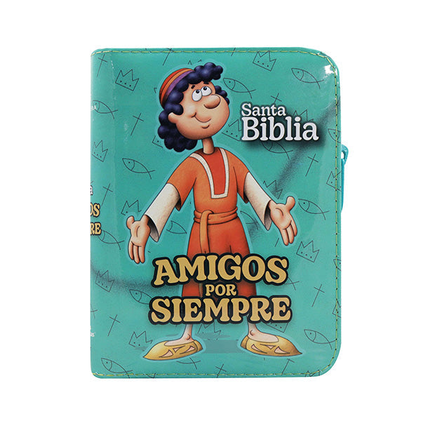 Biblia Reina Valera 1960 con cierre color verde/verde "Amigos"