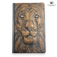 Biblia Reina-Valera 1960 León De Judá, Letra 10,5 Pt, 14×20, Palabras De Jesús En Rojo, Tapa PU, Color Bronce, Con León