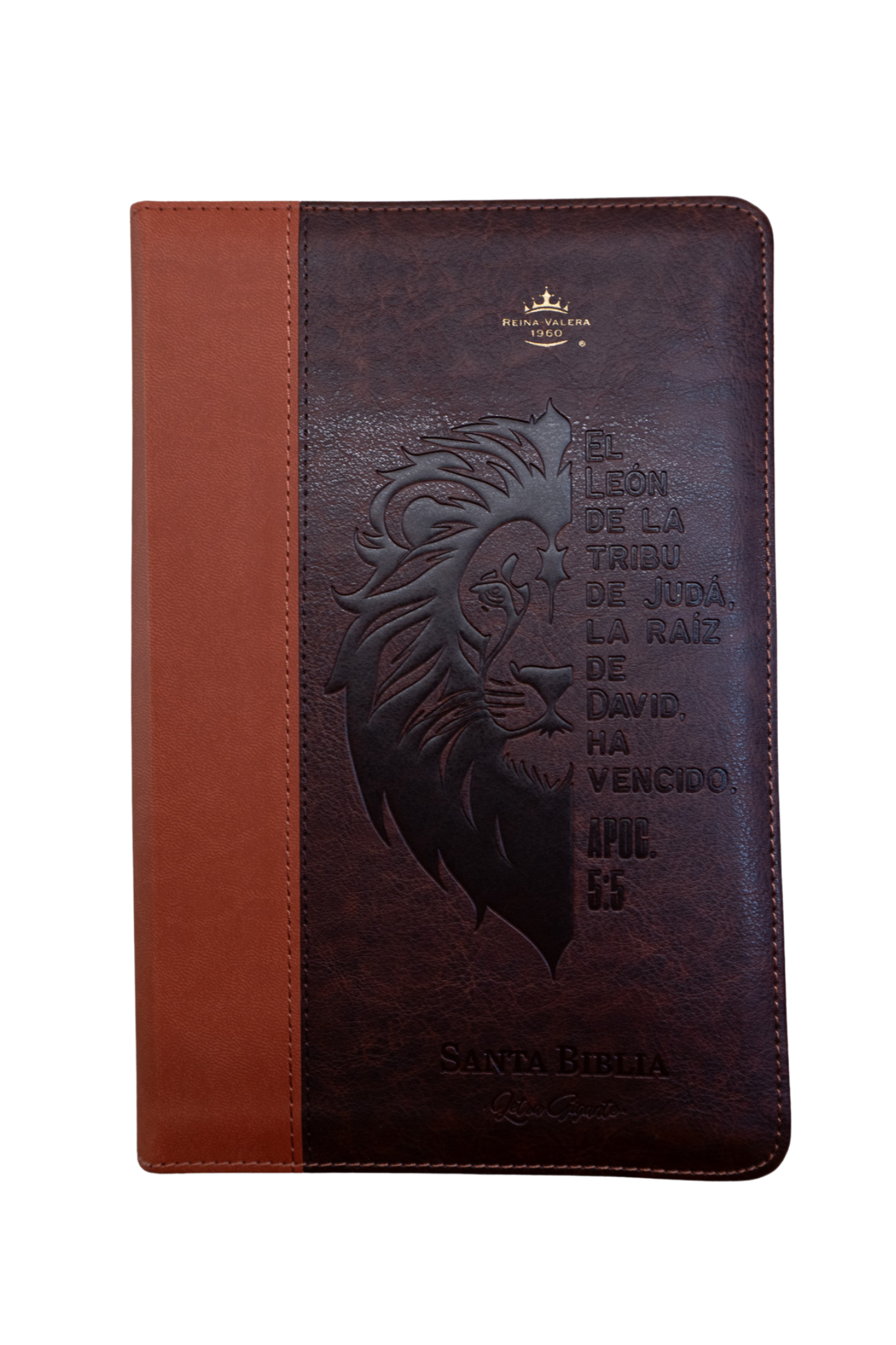 Biblia Reina Valera 1960 – 068 – Con Concordancia – Letra 14 pts – 14x21 cm – Cierre – Marrón/Naranja – León de Judá