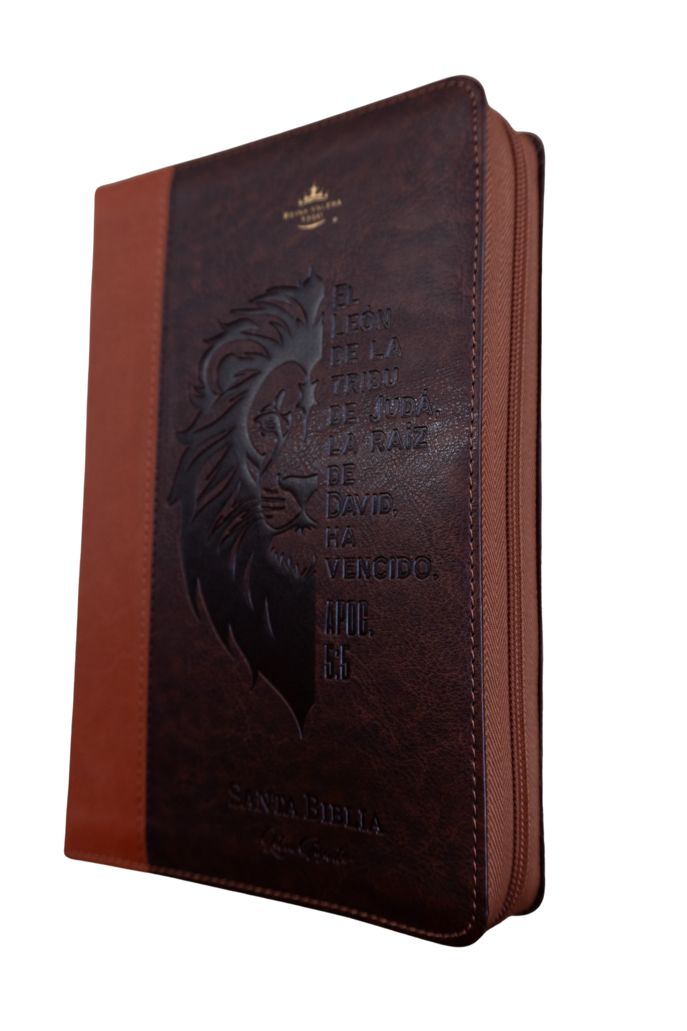 Biblia Reina Valera 1960 – 068 – Con Concordancia – Letra 14 pts – 14x21 cm – Cierre – Marrón/Naranja – León de Judá