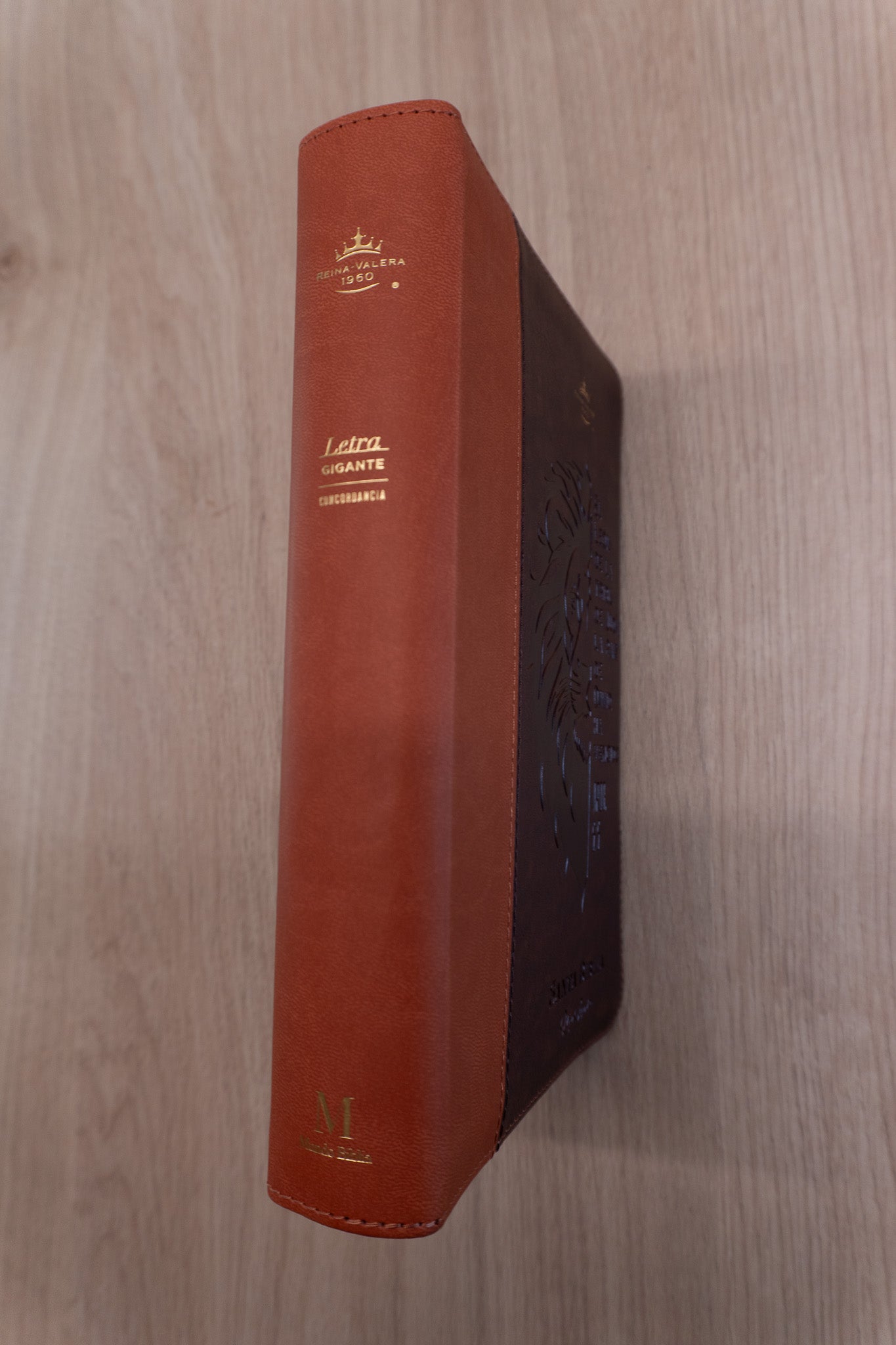 Biblia Reina Valera 1960 – 068 – Con Concordancia – Letra 14 pts – 14x21 cm – Cierre – Marrón/Naranja – León de Judá