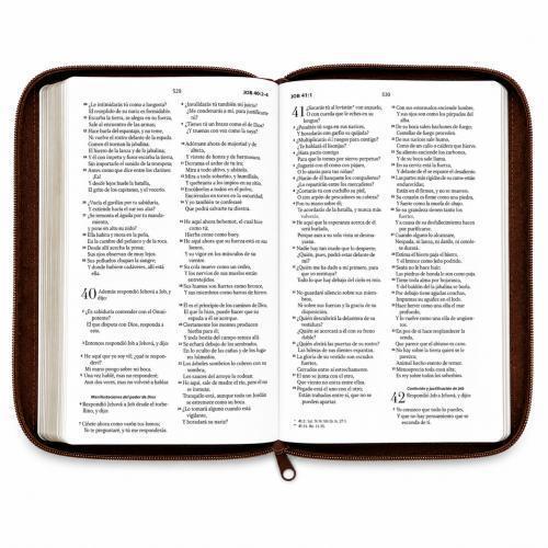 Biblia Reina Valera 1960 – Con Concordancia – Letra 11 pts – 16x23 cm – Palabras de Jesús en Rojo – Cierre – Café Refinado
