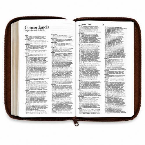 Biblia Reina Valera 1960 – Con Concordancia – Letra 11 pts – 16x23 cm – Palabras de Jesús en Rojo – Cierre – Café Refinado