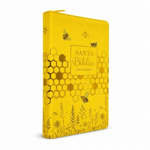 Biblia Reina Valera 1960 – Con Concordancia – Letra 11 pts – 16x23 cm – Palabras de Jesús en Rojo – Cierre – Amarillo Abejas