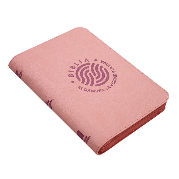 Biblia Reina Valera 1960 – 066 – Letra 12 pts Grande – 13x21 cm – Palabras de Jesús en Rojo – Tapa PU – El Camino, la Verdad y la Vida – Rosa