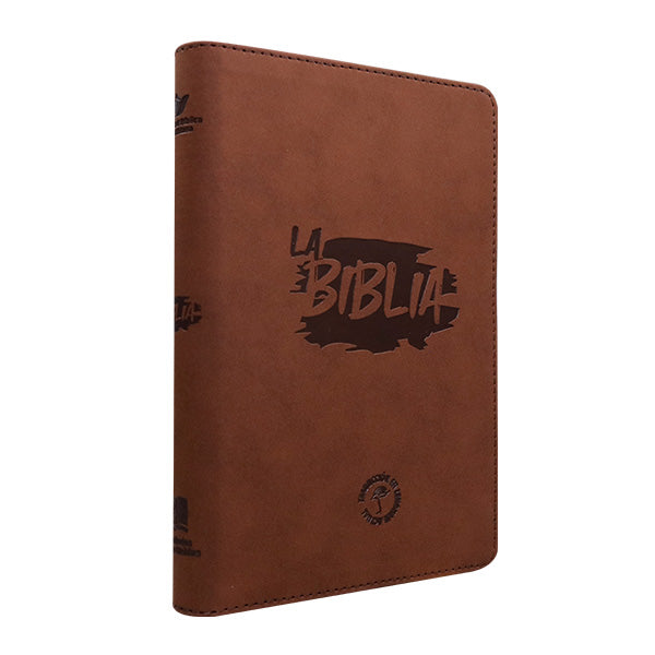 Biblia Traducción en Lenguaje Actual – 066 – Letra 11 pts – 14x21 cm – Palabras de Jesús en Rojo – Cierre – Tapa PU Marron