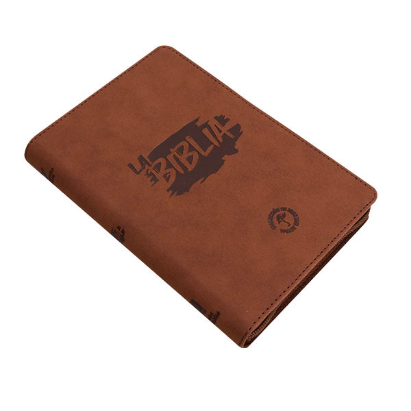 Biblia Traducción en Lenguaje Actual – 066 – Letra 11 pts – 14x21 cm – Palabras de Jesús en Rojo – Cierre – Tapa PU Marron