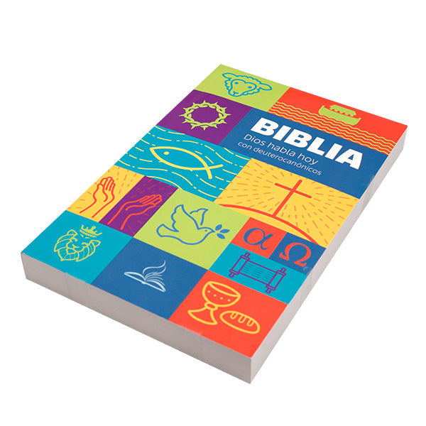 Biblia 1M Económica Dios Habla Hoy – Tapa Cartulina Símbolos, con Índice, 14 x 21 cm, Letra 8 Puntos