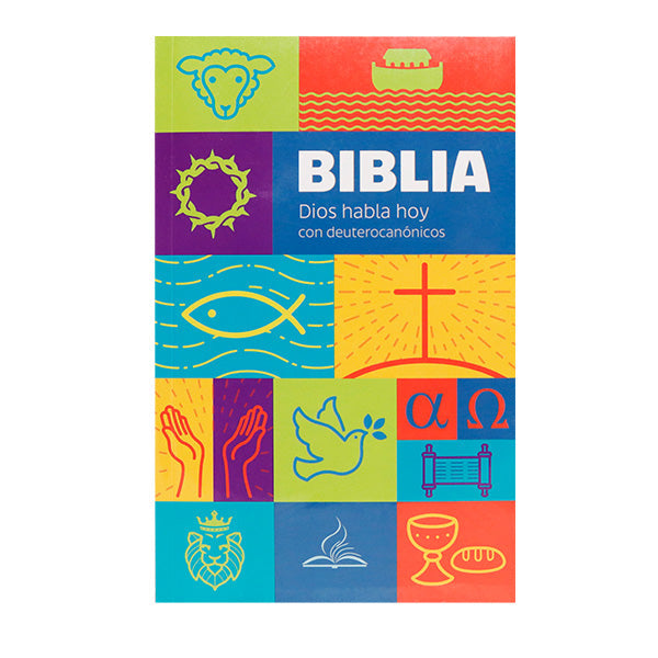 Biblia 1M Económica Dios Habla Hoy – Tapa Cartulina Símbolos, con Índice, 14 x 21 cm, Letra 8 Puntos