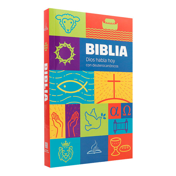 Biblia 1M Económica Dios Habla Hoy – Tapa Cartulina Símbolos, con Índice, 14 x 21 cm, Letra 8 Puntos