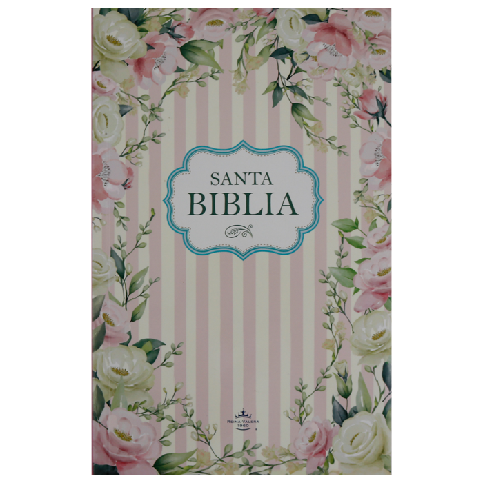 Biblia Reina Valera 1960 – Tapa Imitación Piel Flores Rosas, con Índice, 14 x 21 cm, Letra 8 Puntos