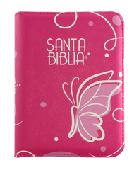Biblia Reina Valera 1960 – 025 – Con Concordancia – Letra 8 pts – 10,5x14,5 cm – Palabras de Jesús en Rojo – Cierre – Fucsia