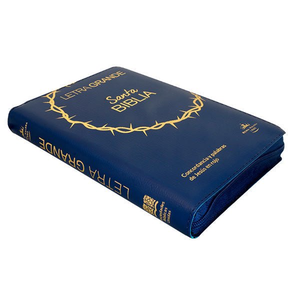 Biblia Reina Valera 1960 – Tapa Imitación Piel Covertext Azul, con Cierre, Concordancia, Palabras de Jesús en Rojo, con Índice, 14 x 20 cm, Letra 12 Puntos