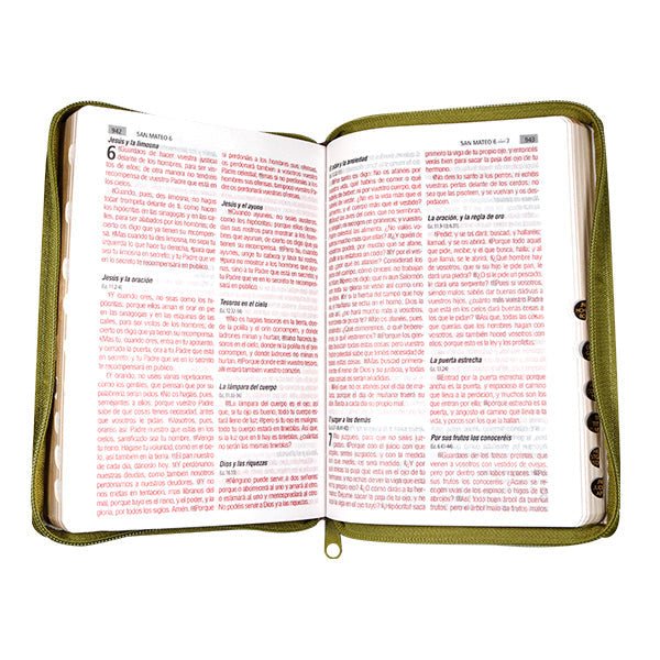 Biblia Reina Valera 1960 – Tapa Imitación Piel Covertext Verde, con Cierre, Concordancia, Palabras de Jesús en Rojo, con Índice, 14 x 20 cm, Letra 12 Puntos