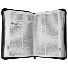 Biblia Reina Valera 1960 – 066 – Letra 14 pts – 14x22 cm – Palabras de Jesús en Rojo – Cierre – Tapa PU Negro