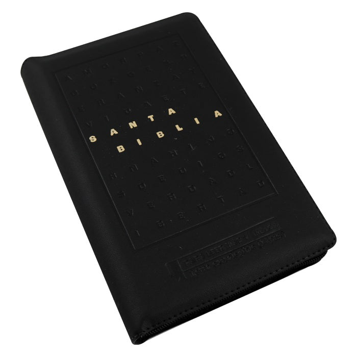 Biblia Reina Valera 1960 – 066 – Letra 14 pts – 14x22 cm – Palabras de Jesús en Rojo – Cierre – Tapa PU Negro
