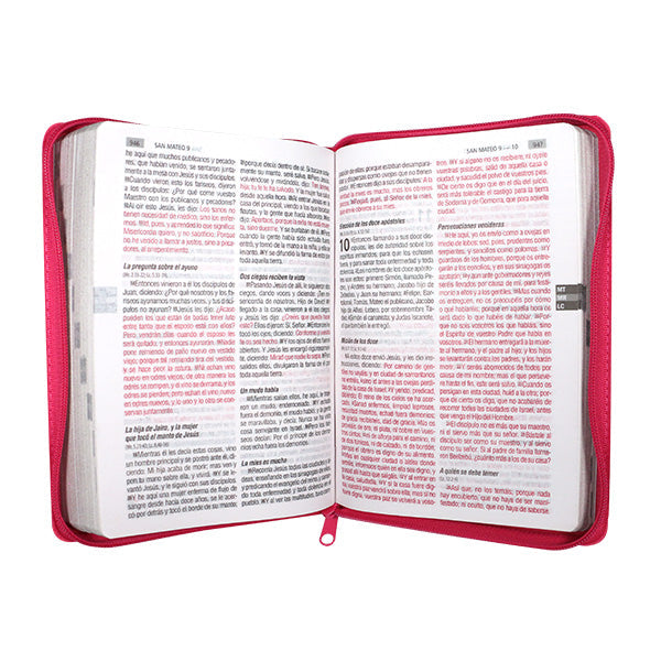 Biblia Reina Valera 1960 – Tapa Imitación Piel Rosa, con Cierre, Palabras de Jesús en Rojo, 14 x 21 cm, Letra 12 Puntos
