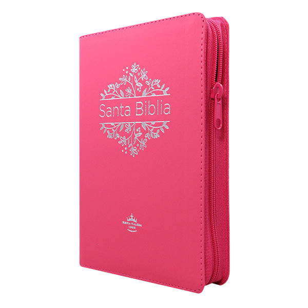 Biblia Reina Valera 1960 – Tapa Imitación Piel Rosa, con Cierre, Palabras de Jesús en Rojo, 14 x 21 cm, Letra 12 Puntos