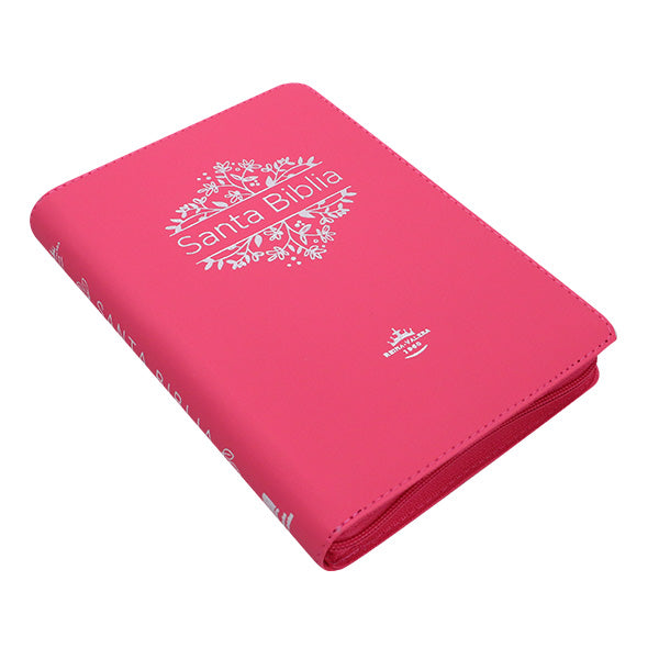 Biblia Reina Valera 1960 – Tapa Imitación Piel Rosa, con Cierre, Palabras de Jesús en Rojo, 14 x 21 cm, Letra 12 Puntos