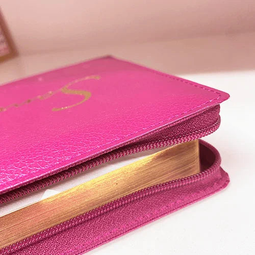 Biblia Reina Valera 1960 Letra Estándar Con Concordancia Con Cierre Tapa PU Rosada 14 x 21 cm