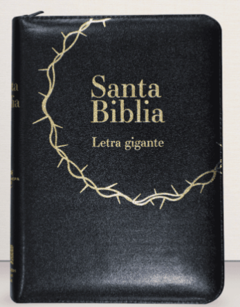 Biblia Reina Valera 1960 letra gigante con cierre imitación piel negra canto dorado