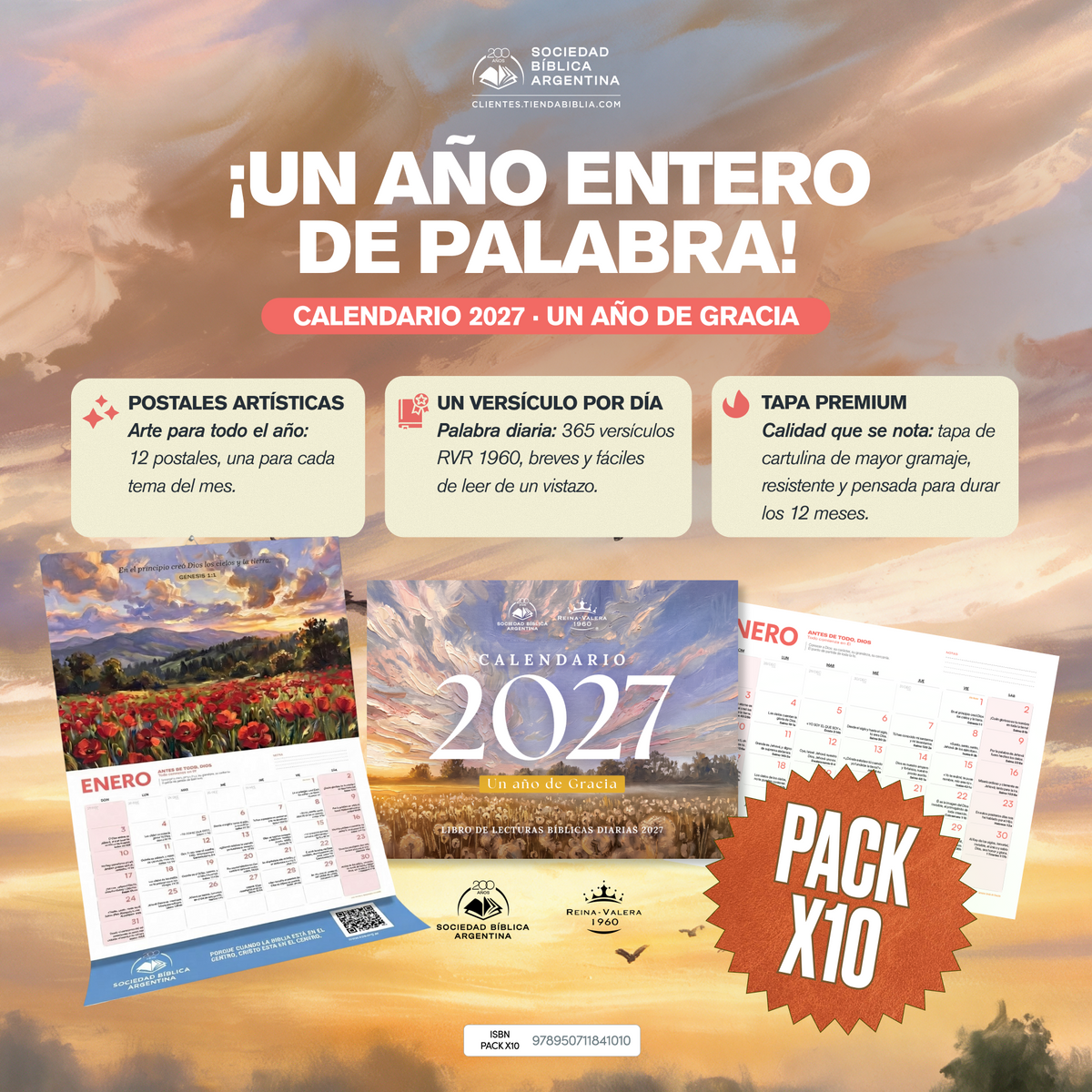 Pack x 10 Calendario 2027 Un Año de Gracia