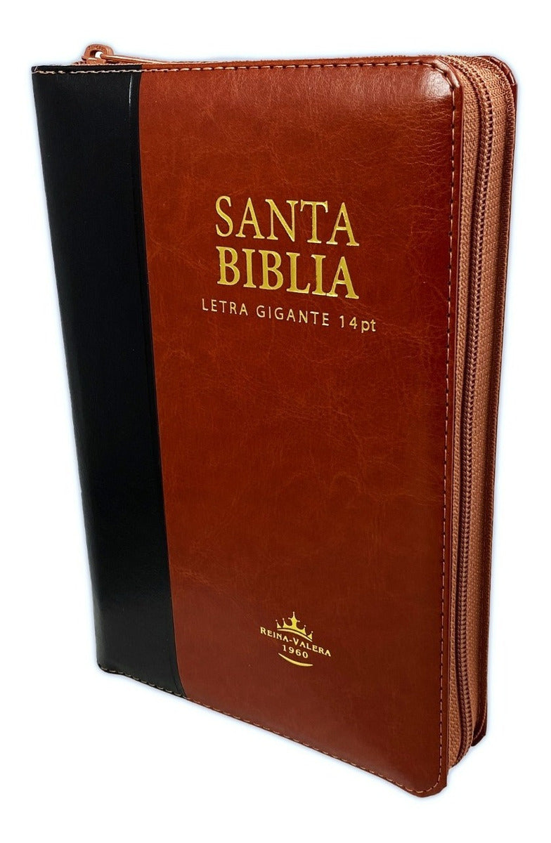 Biblia Reina Valera 1960 Letra grande 14 Puntos PJR Concordancia Cierre Indice Tapa Pu Negro Marrón