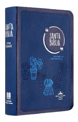 Biblia Reina Valera 1960 Letra Mayor Conc Azul Canto Plata