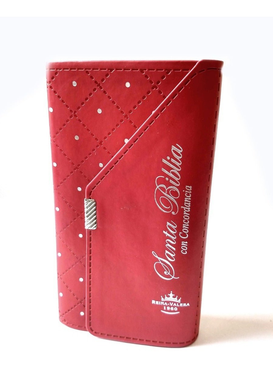 Biblia Reina Valera 1960 – Tapa Imitación Piel Roja Agenda con Broche, con Cierre, Concordancia, 10 x 17 cm, Letra 10 Puntos