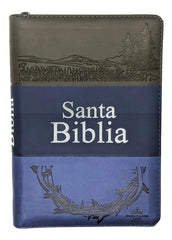 Biblia Reina Valera 1960 Letra Grande Cierre Imitación Piel Tapa Pu Tritono Azul