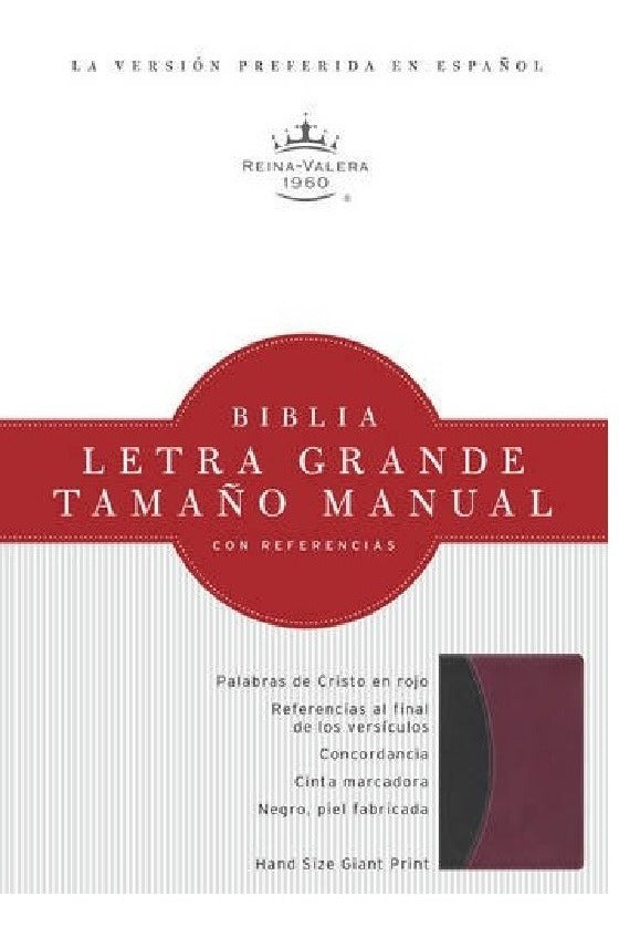 Biblia Reina Valera 1960 Letra Grande Piel Negro Bordó