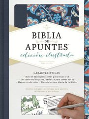 Biblia Reina Valera 1960 de Apuntes Ilustrada tela Rosa y Azul